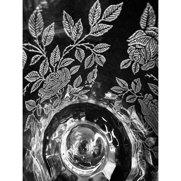 Set of 6 Tiffin-Franciscan Iced Tea Goblets Rose Etching TIF13 15088 Stem 5.25in - Picture 6 of 13